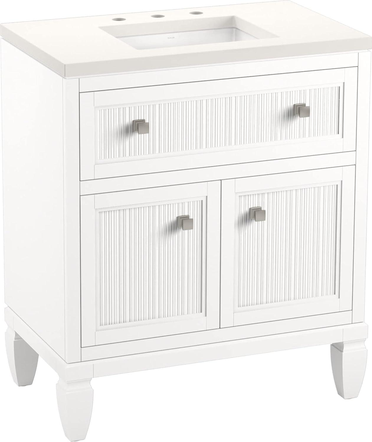 Hearthaven 30'' Free Standing Single Bathroom Vanity Cabinet with Sink and Quartz Top