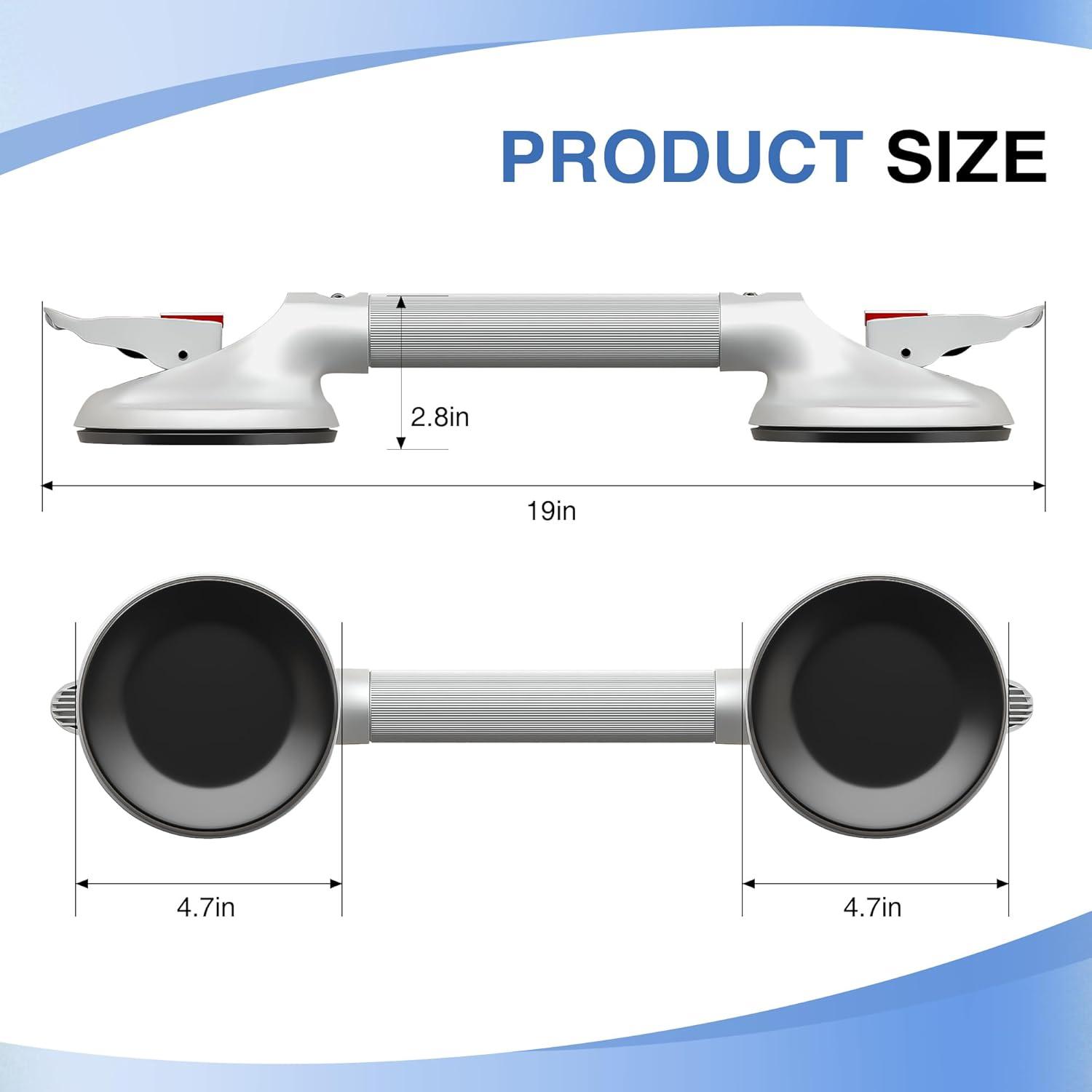 19inch Upgrade Suction Shower Grab Bar, Portable Shower Handle Bar Suction Grip Bar Bathtub Handle with Strong Hold Suction Cup Fitting and Rapid Release for Bathroom(Max Capacity :300lb