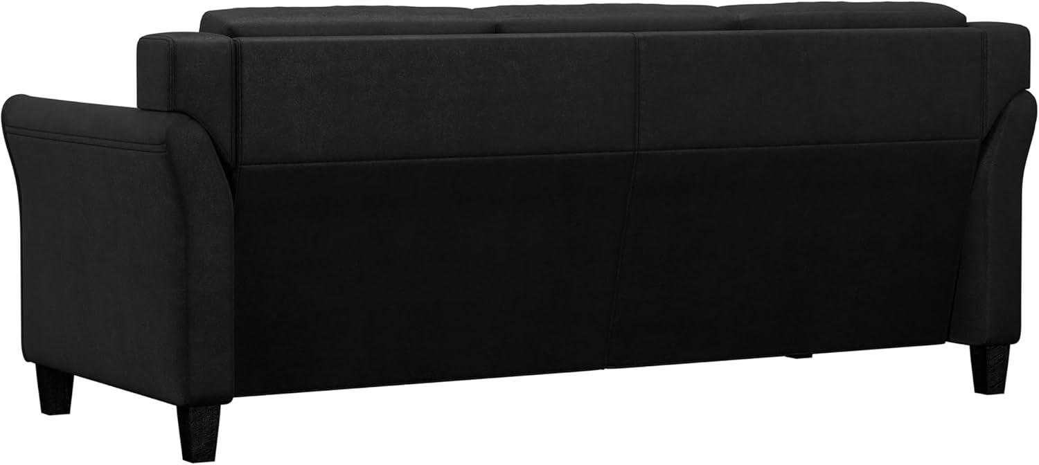 LifeStyle Solutions Hartford Modern Microfiber Sofa in Black
