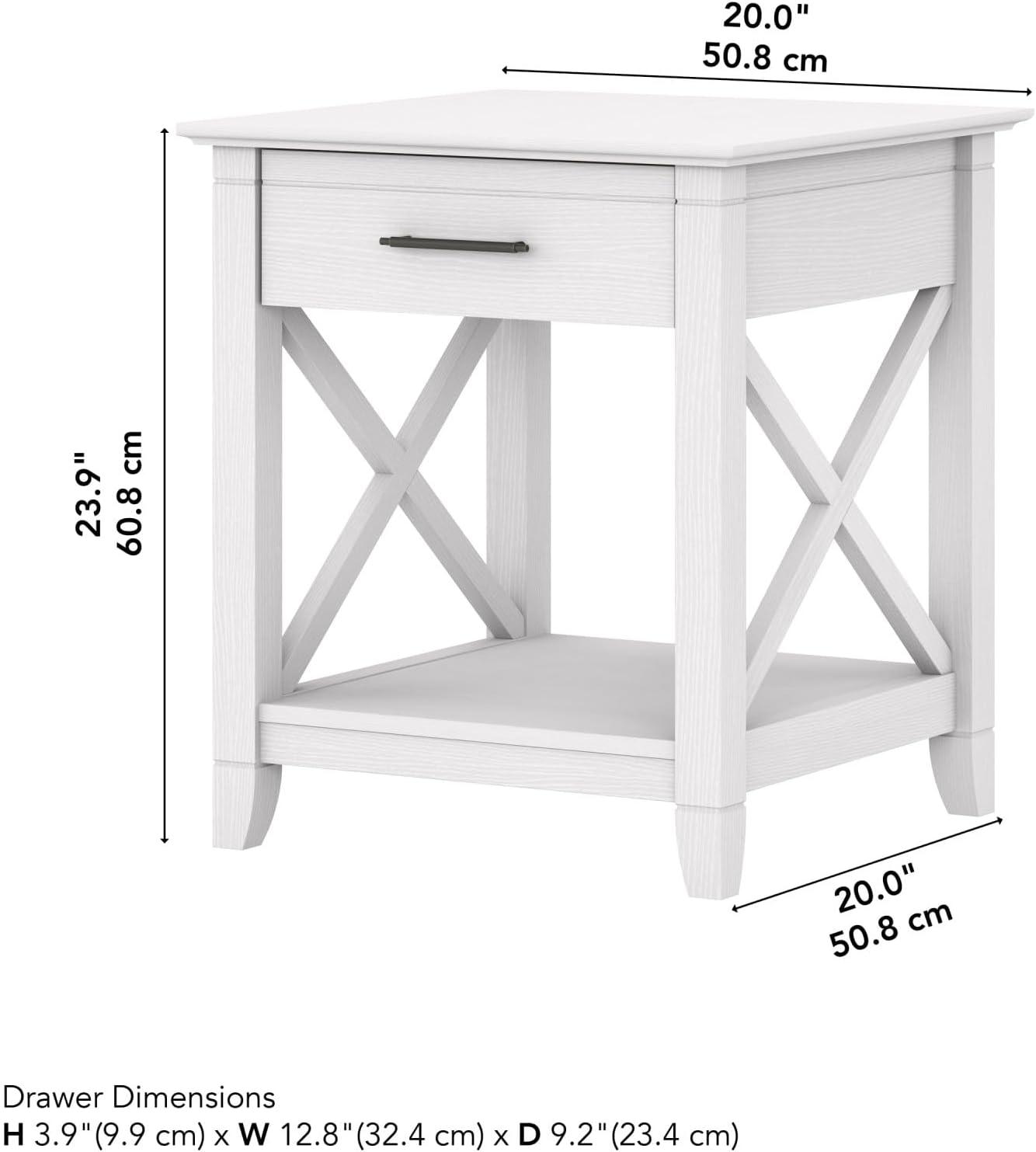 Key West End Table with Storage in Pure White Oak - Engineered Wood