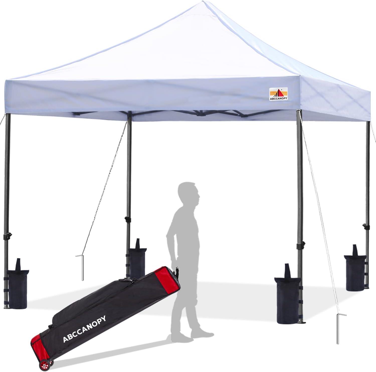 White 10x10 Commercial Pop Up Canopy Tent with Wheeled Bag