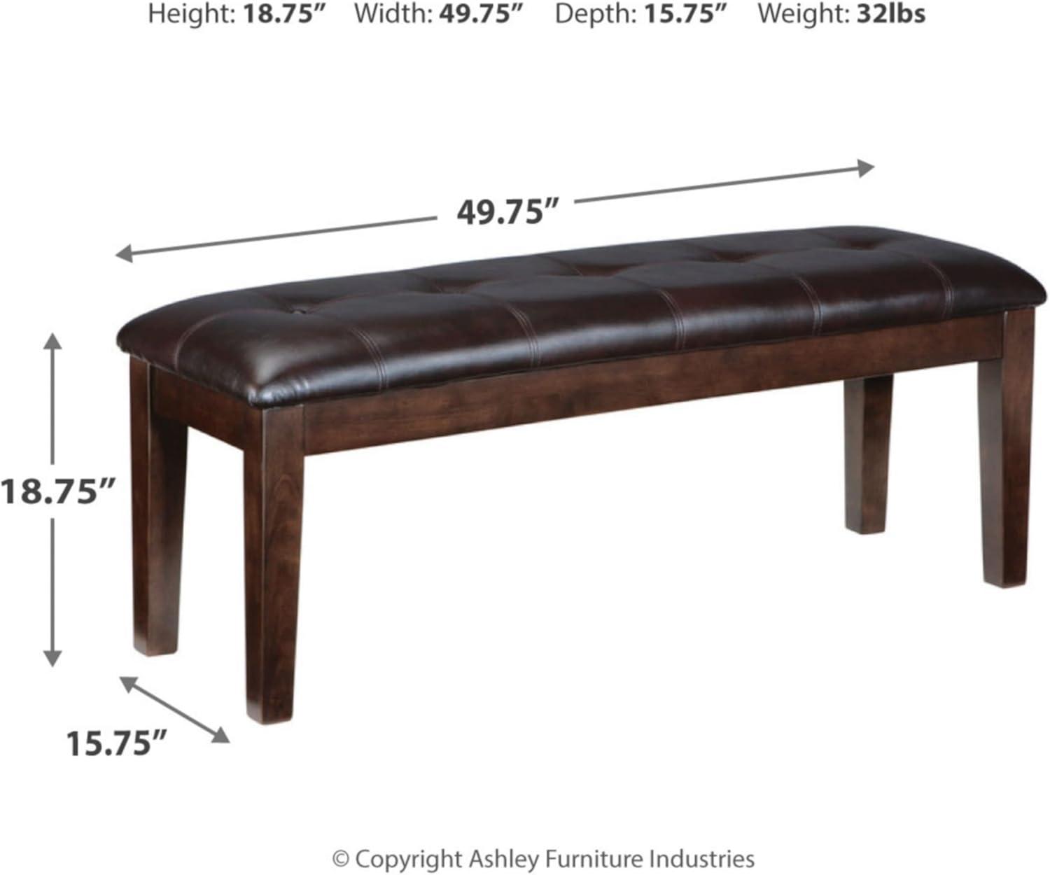 Haddigan Transitional 50" Dark Brown Tufted Faux Leather Bench