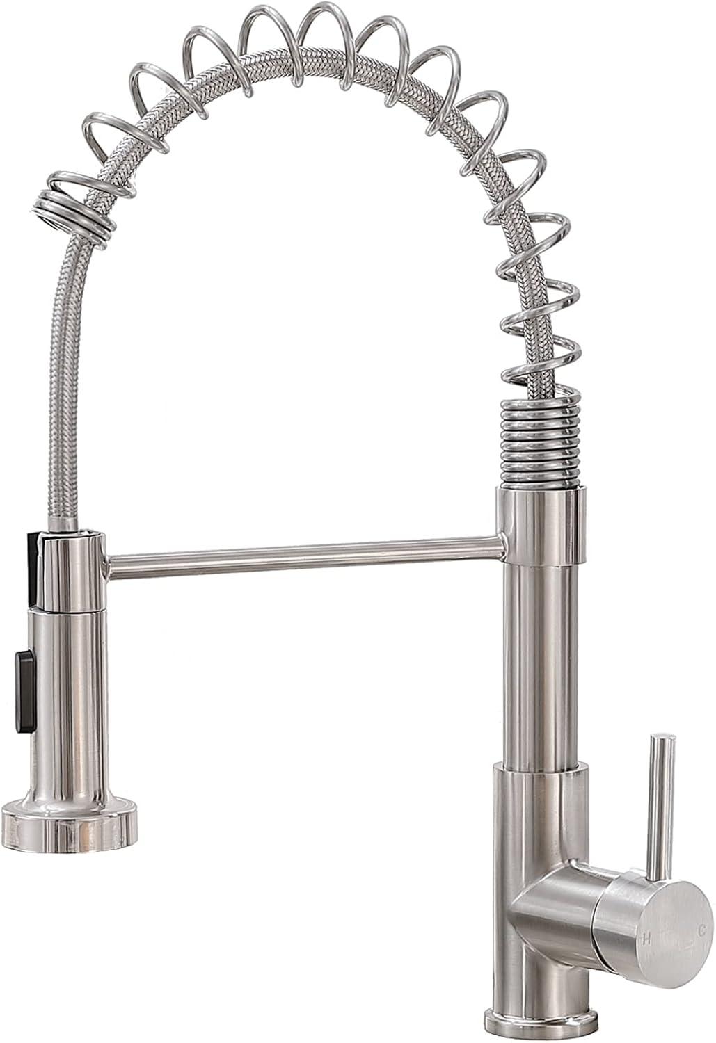 Brushed Nickel Stainless Steel Pull Down Kitchen Faucet