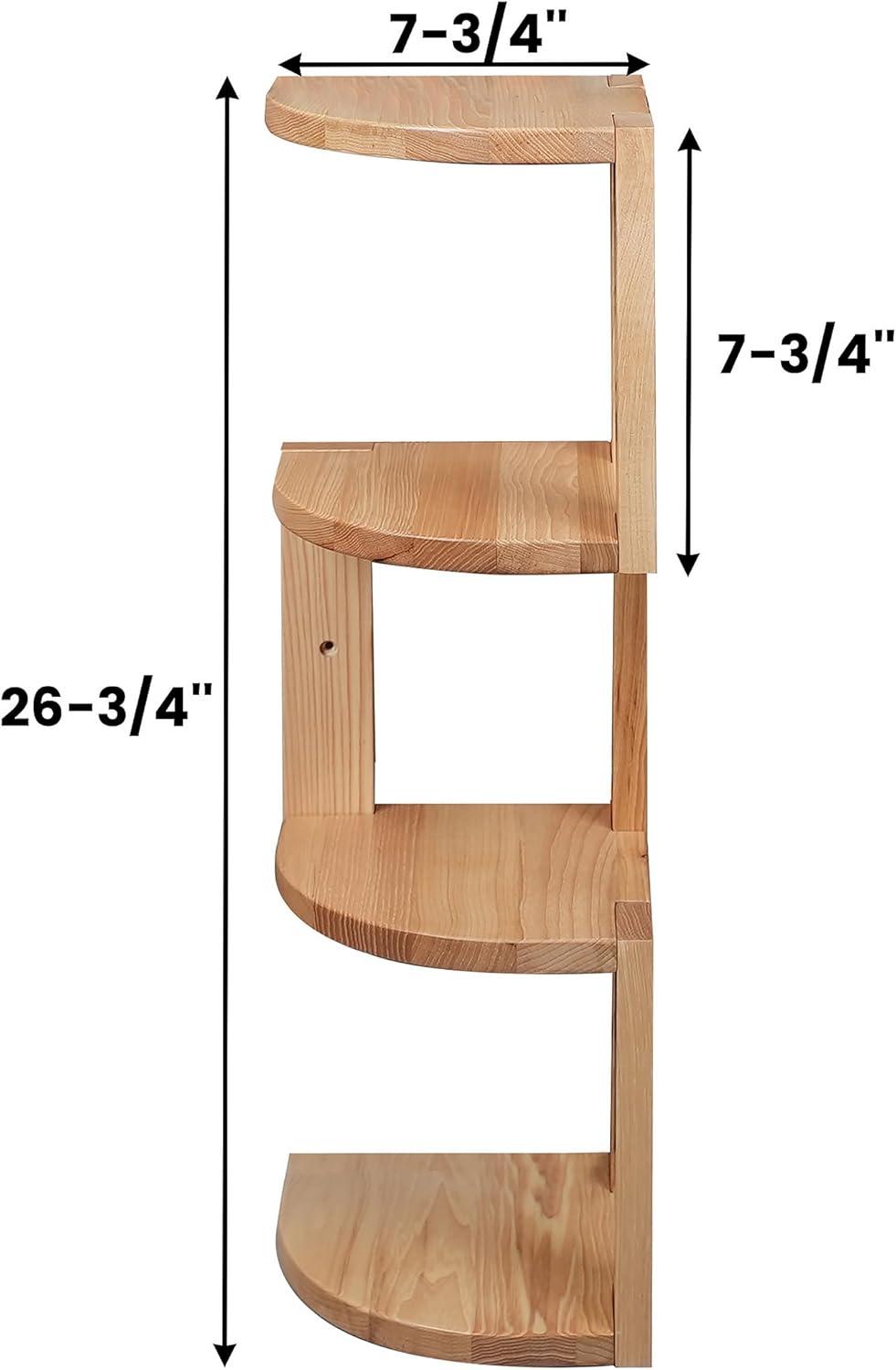CONSDAN Corner Shelf, 4 Pieces, USA-Grown Solid Hickory Hardwood