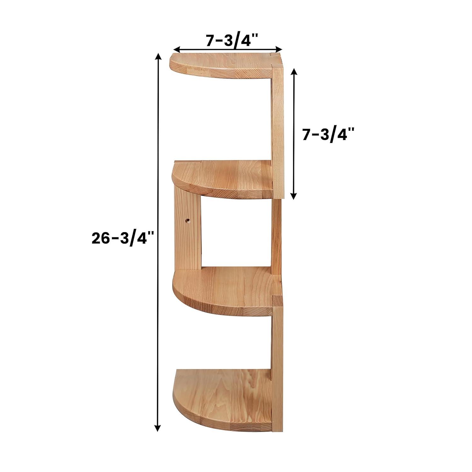 CONSDAN Corner Shelf, 4 Pieces, USA-Grown Solid Hickory Hardwood