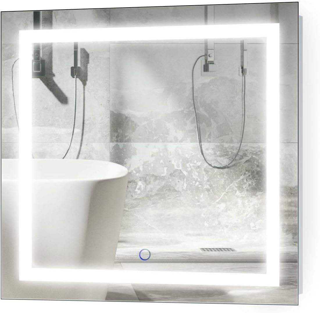 Square Frameless LED Bathroom Vanity Mirror with Dimmer and Defogger