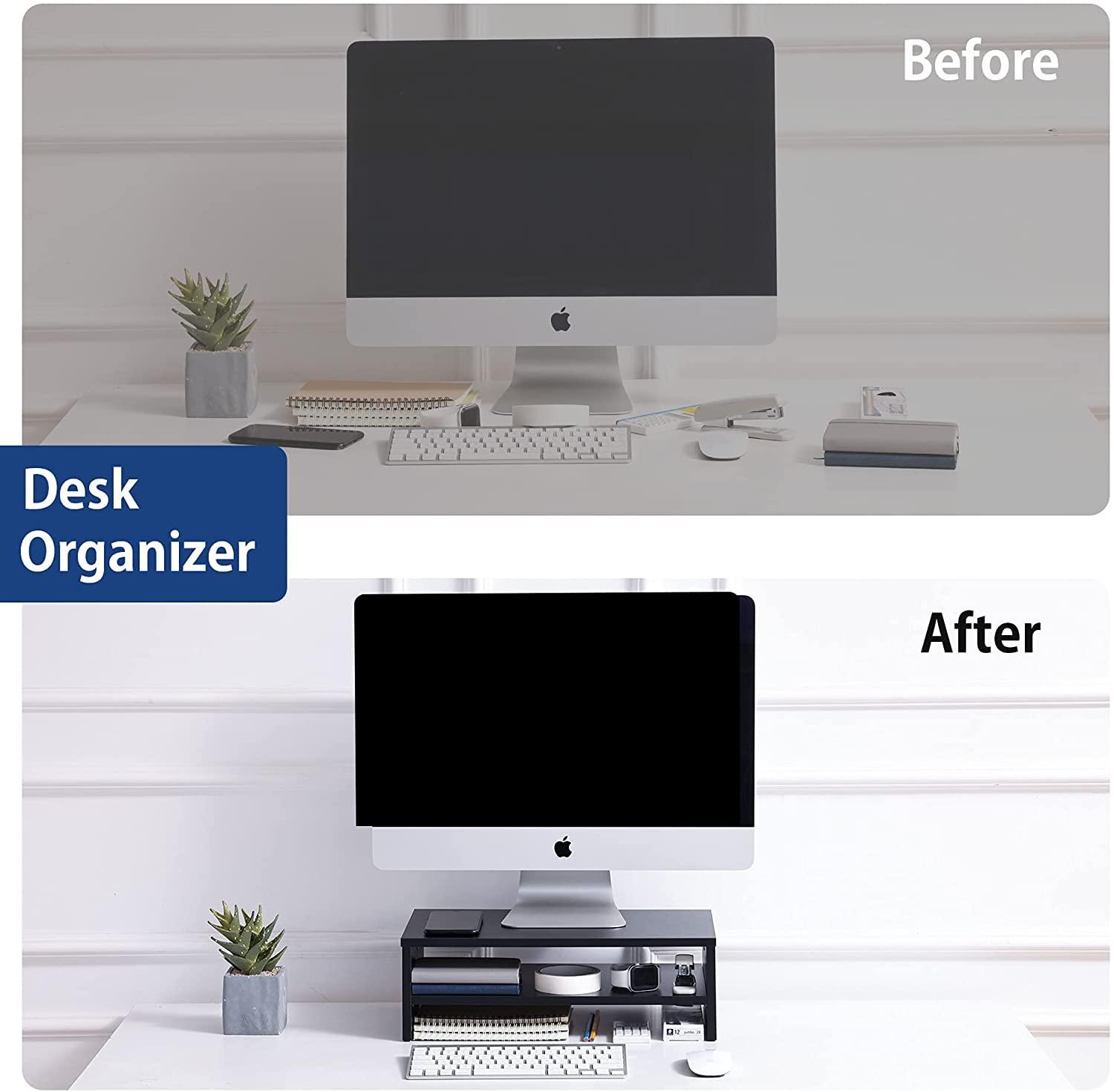 FITUEYES DT204201WB Computer Monitor Riser Desktop Stand with Storage Space 2, 528 oz