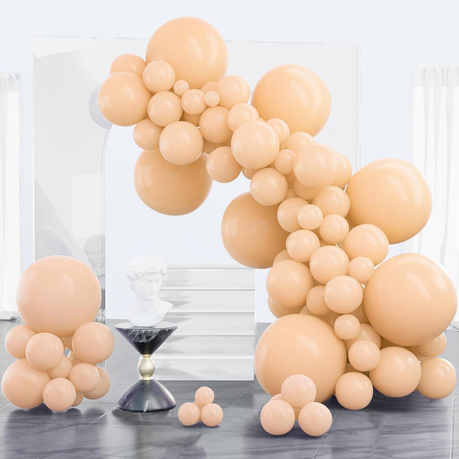 PartyWoo Balloons Nude Boho Apricot Beige 18 12 10 5 Inch 100 pcs