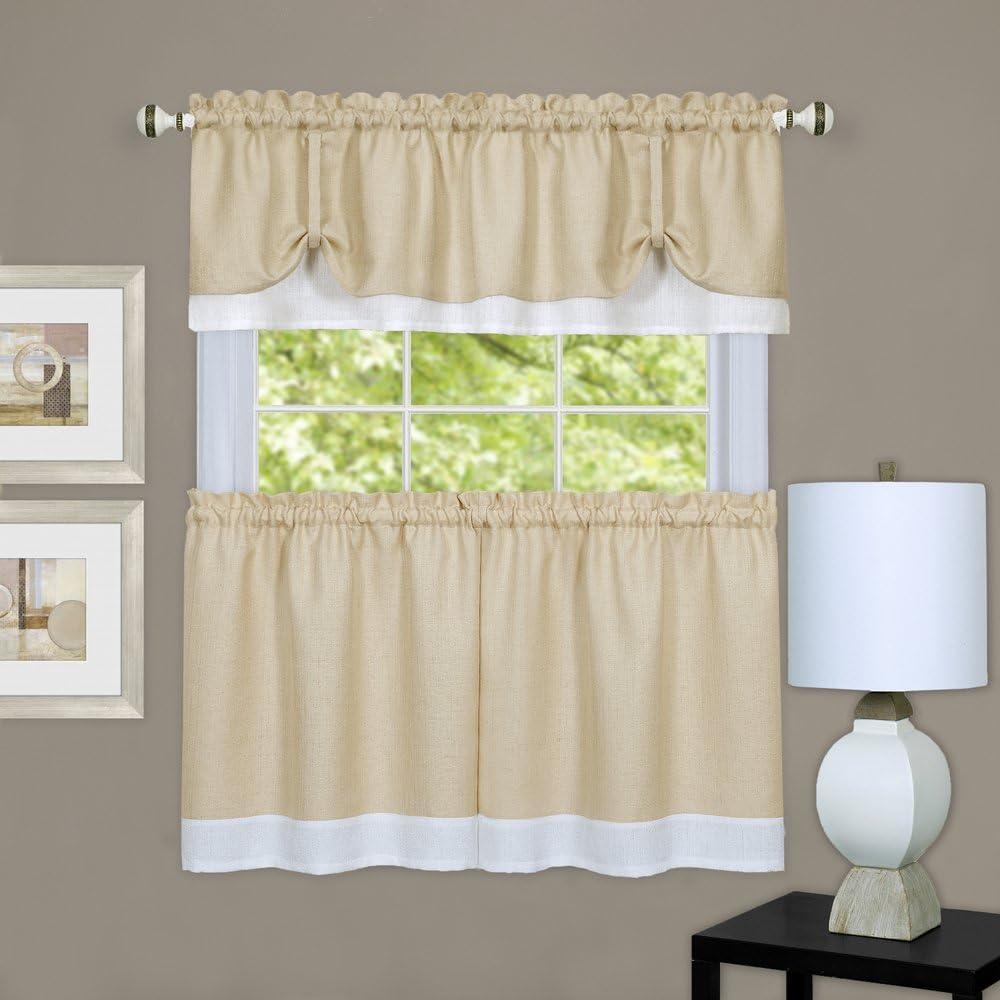 Kate Aurora 2 Pack Shabby Linen Farmhouse Sheer Flax Window Curtains - 52 in. W x 84 in. L, Taupe