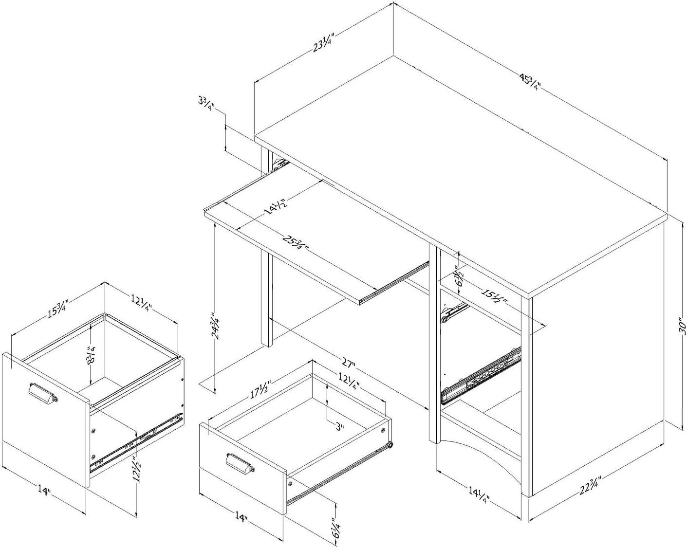Gascony Wood Computer Desk with Drawers Pure White - South Shore