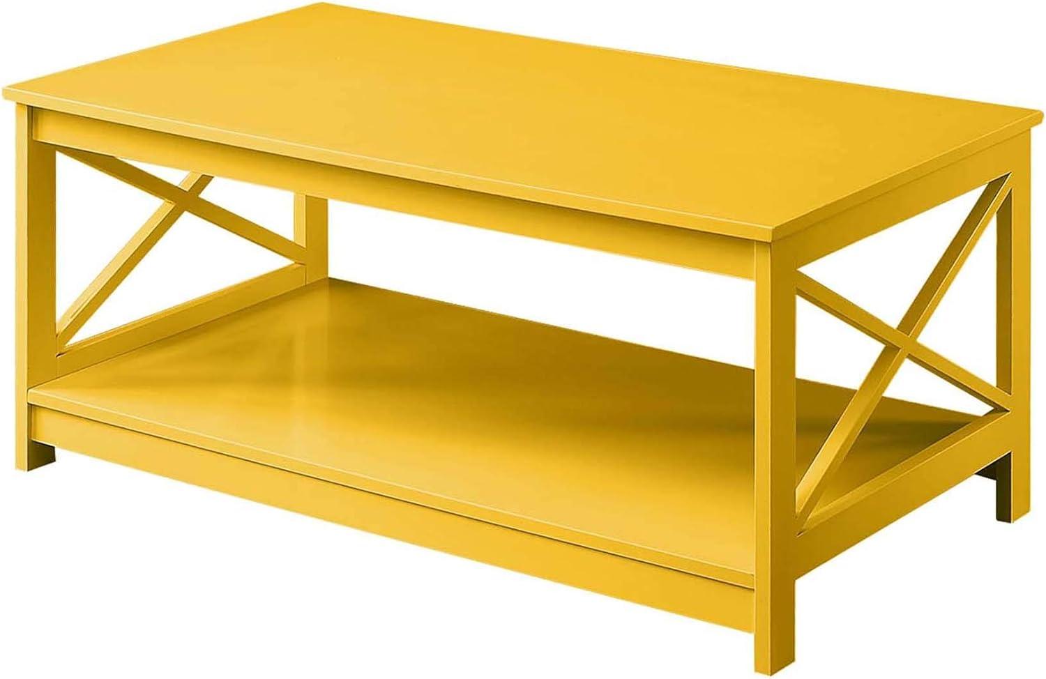 Oxford Yellow Rectangular Wood Coffee Table with Shelf