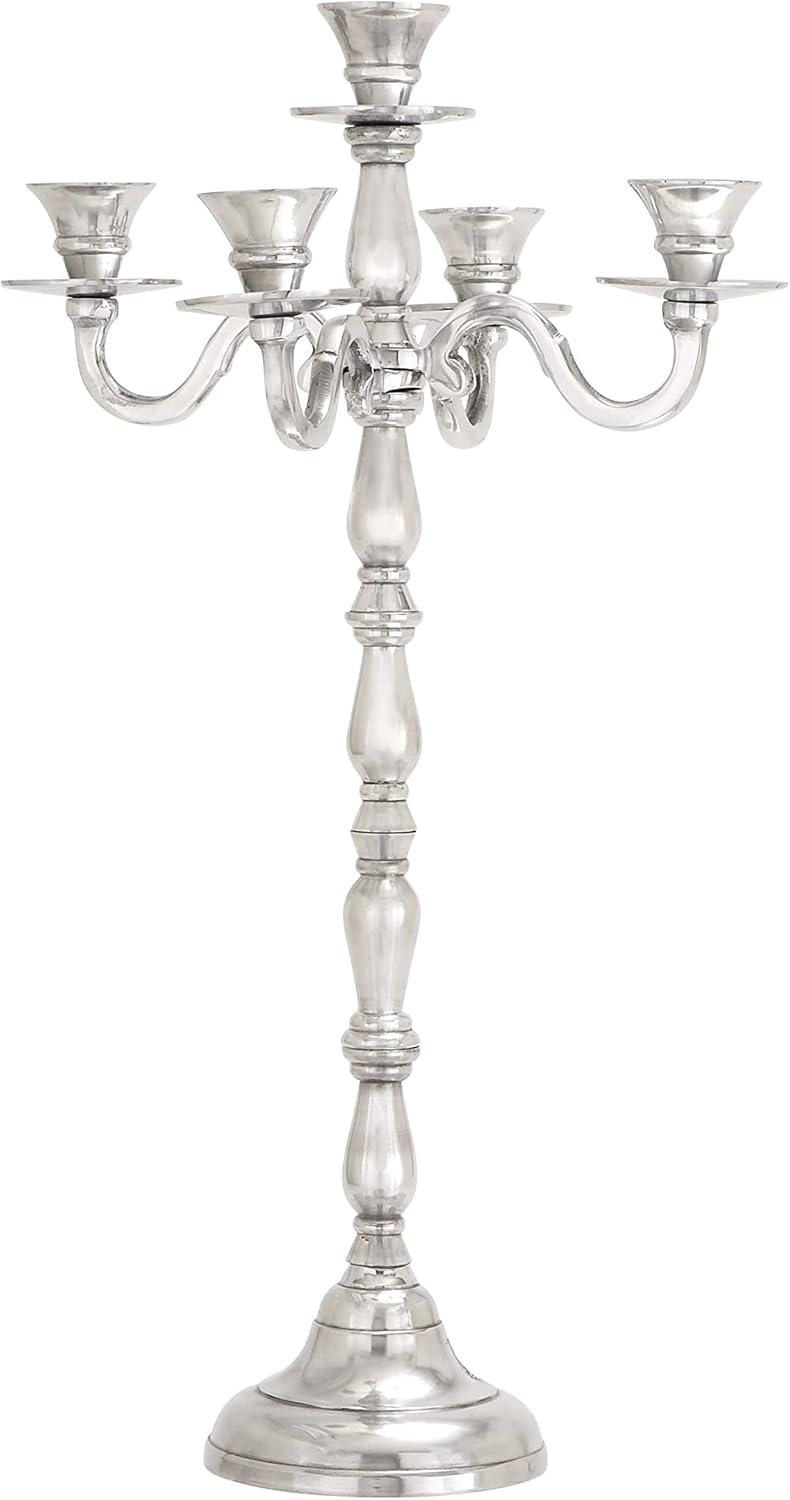 DecMode 5 Holder Silver Aluminum Metal Candelabra