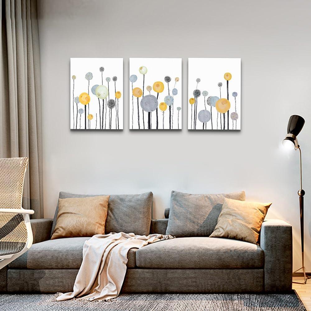 Abstract Dandelion Flowers Watercolor Paintings Canvas Wall Art For Living Room Bedroom Office Wall Decor Modern Wall Pictures Prints Artwork Kitchen Decorations Room Home Decor 3 Piece