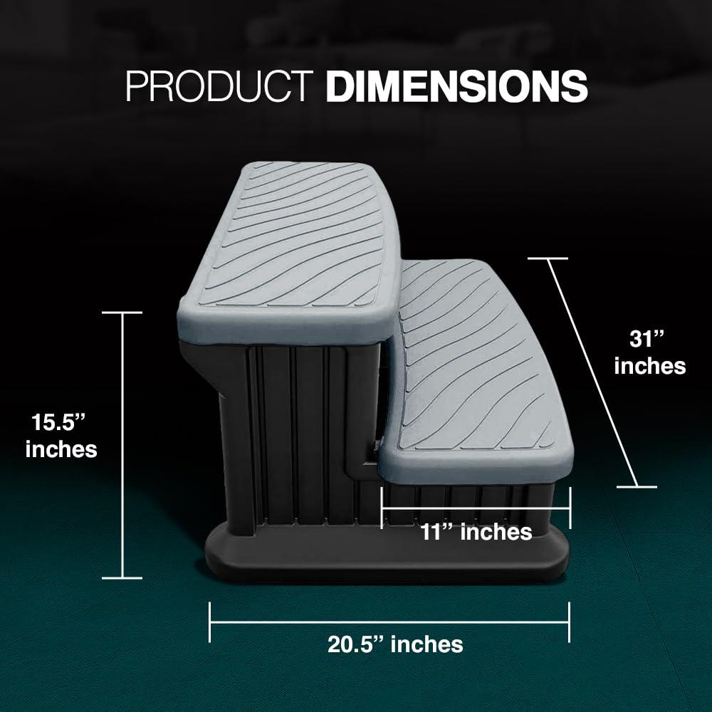 Puri Tech Universal Spa & Hot Tub Outdoor Steps No Slip Grip Support - Light Grey