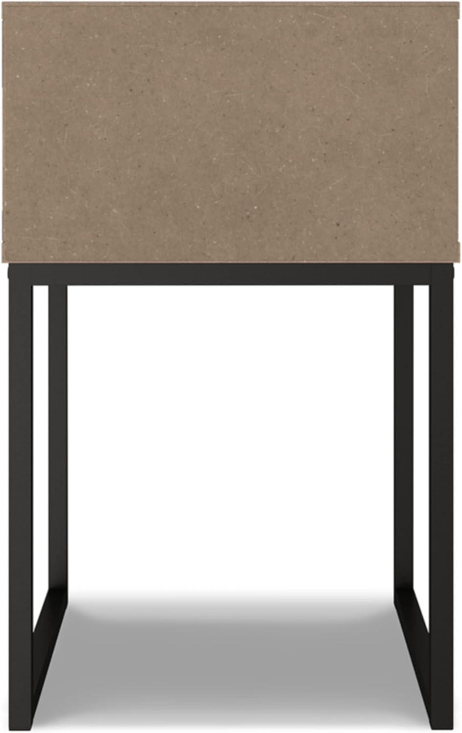 Neilsville Nightstand Black/Gray/Beige - Signature Design by Ashley: Canted Metal Legs, Rustic Finish