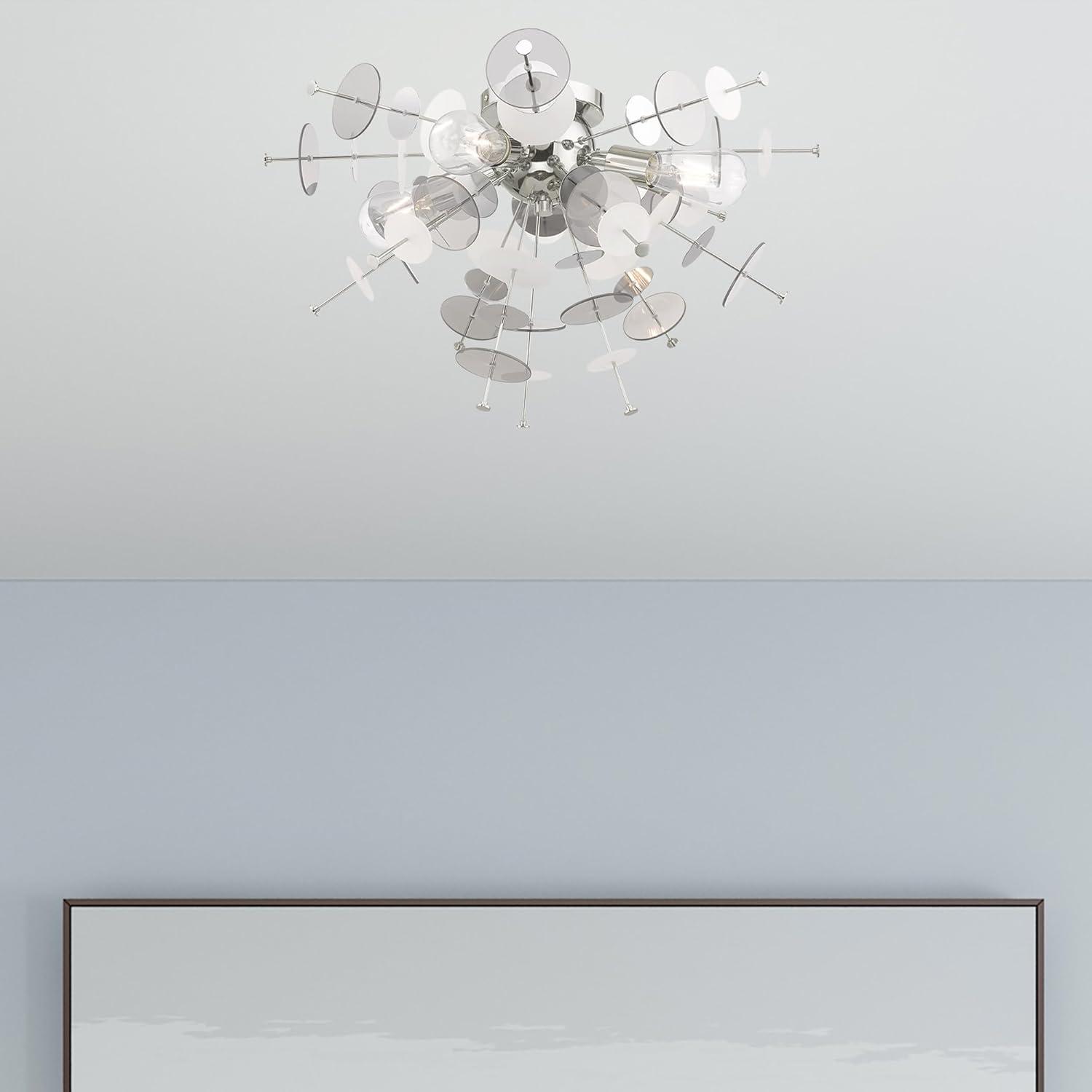 Circulo Polished Chrome 4-Light Ceiling Mount with Geometric Glass Discs