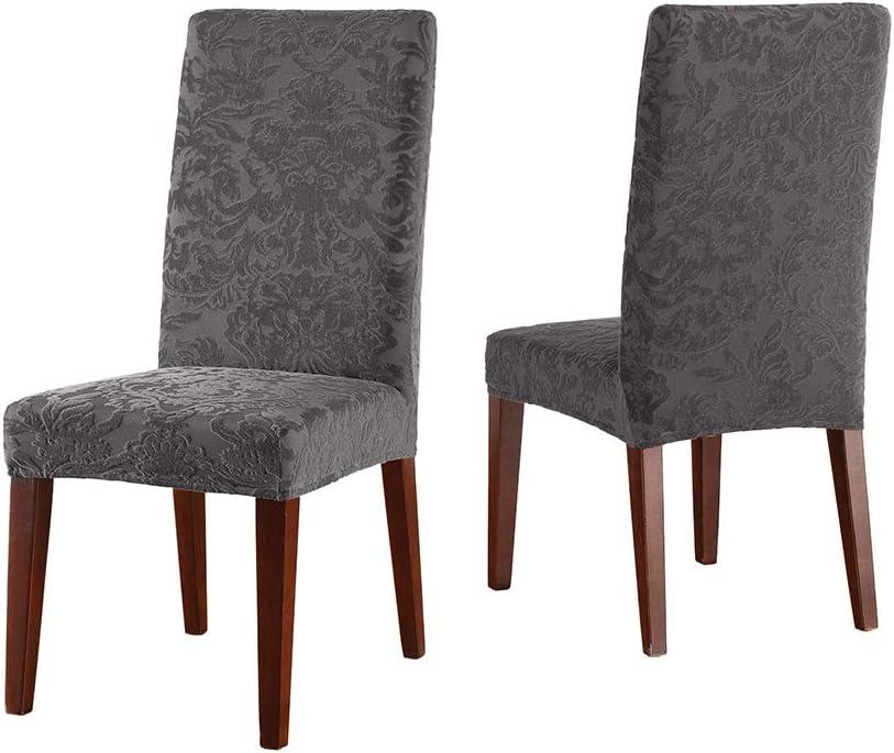 Sure Fit Stretch Jacquard Damask Short Dining Room Chair Slipcover