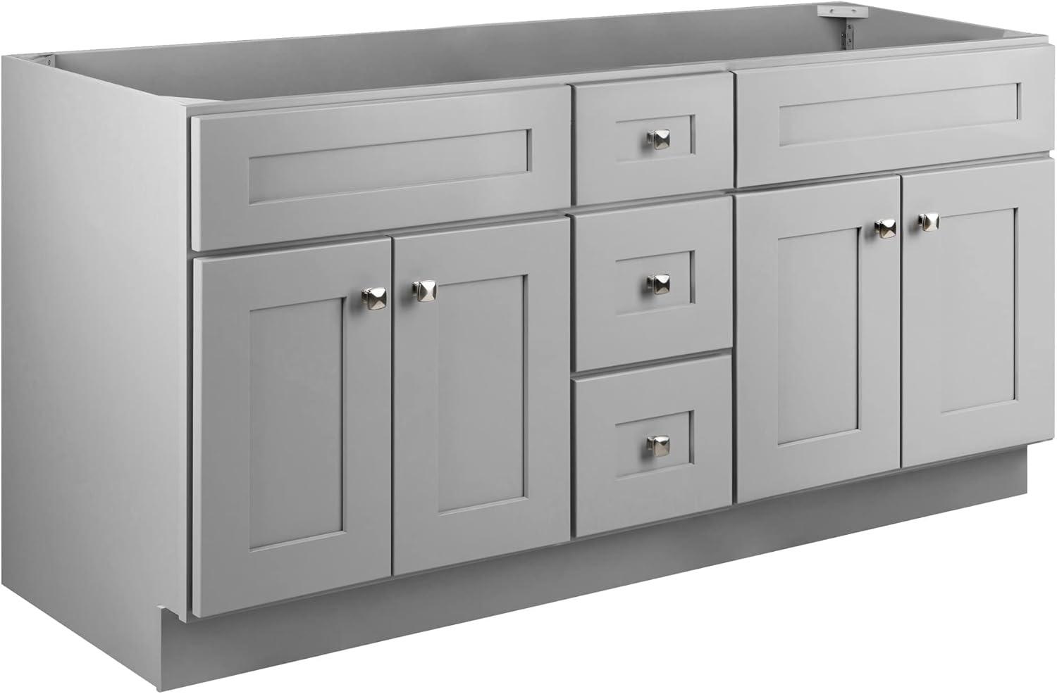 Brookings 60-Inch Gray Shaker Bathroom Vanity Cabinet