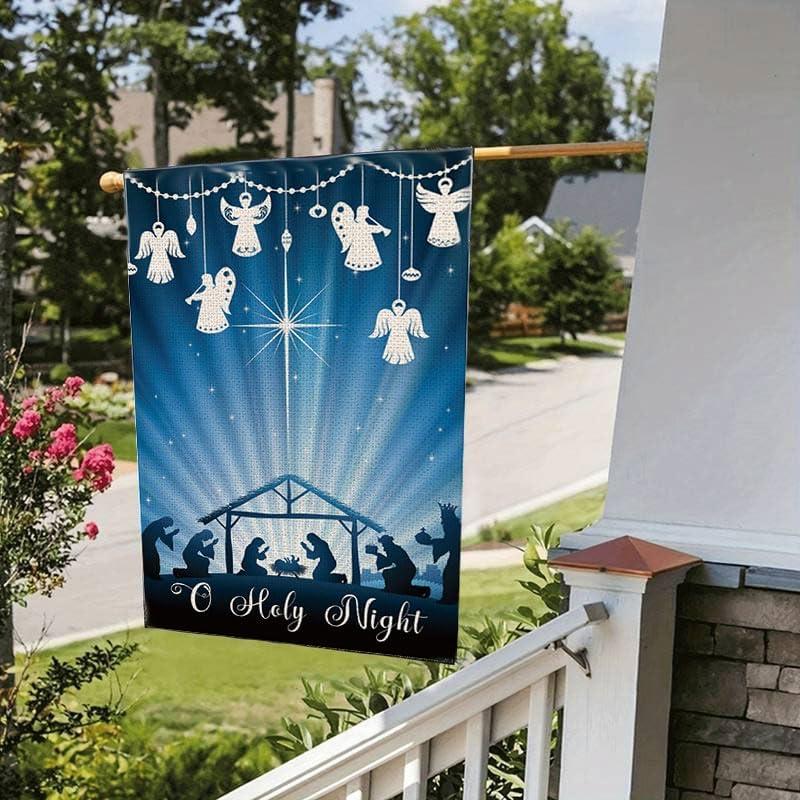Christian Christmas Nativity Scene O Holy Night Garden Flags 12"x18" Double Sided Banner Decoration For Home Yard Lawn