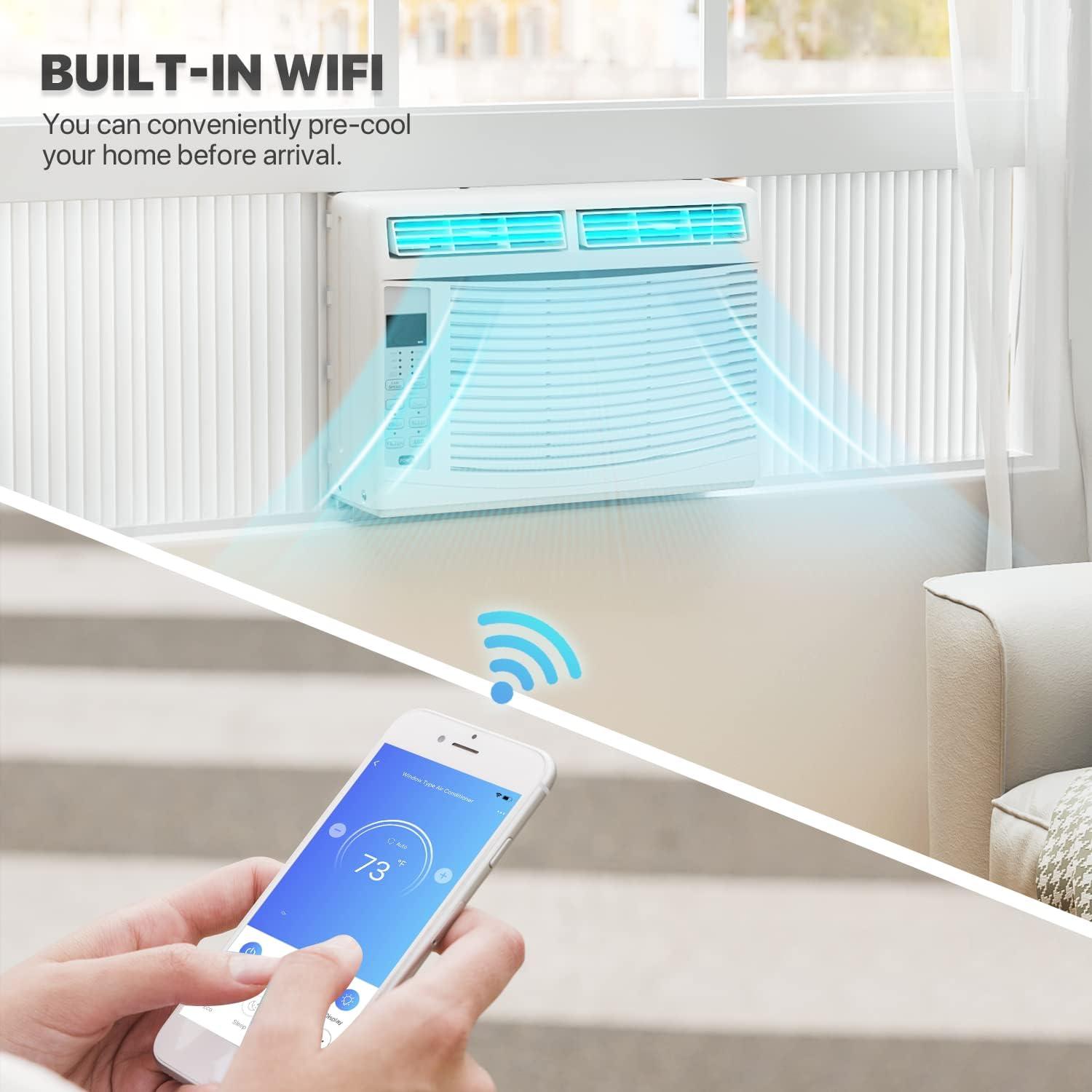 6,000 BTU Window Air Conditioner WIFI Control + Timer Dehumidifier 6 Mode AC Unit