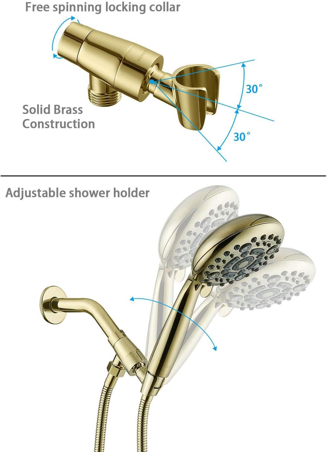 G-Promise Handheld Shower Head High Pressure 6 Spray Settings, Detachable Hand Held Showerhead 4.9 Inch Face with Extra Long Flexible Hose and Metal Adjustable Bracket