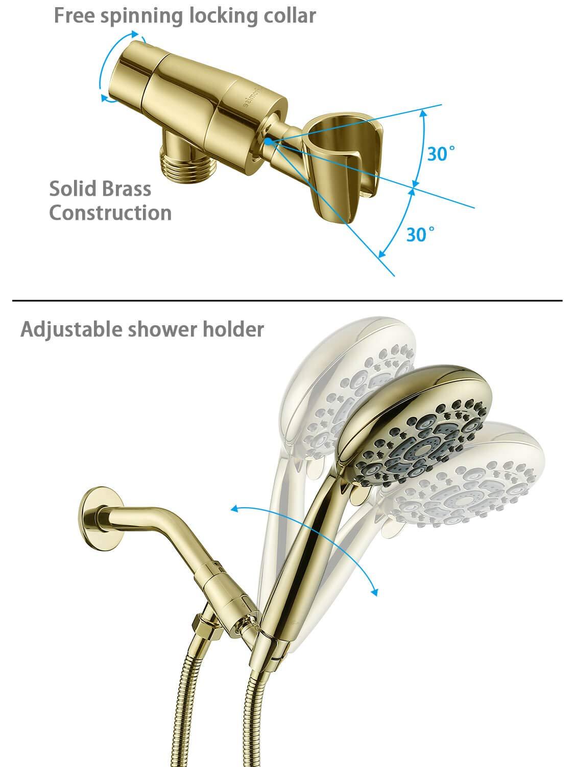 G-Promise Handheld Shower Head High Pressure 6 Spray Settings, Detachable Hand Held Showerhead 4.9 Inch Face with Extra Long Flexible Hose and Metal Adjustable Bracket