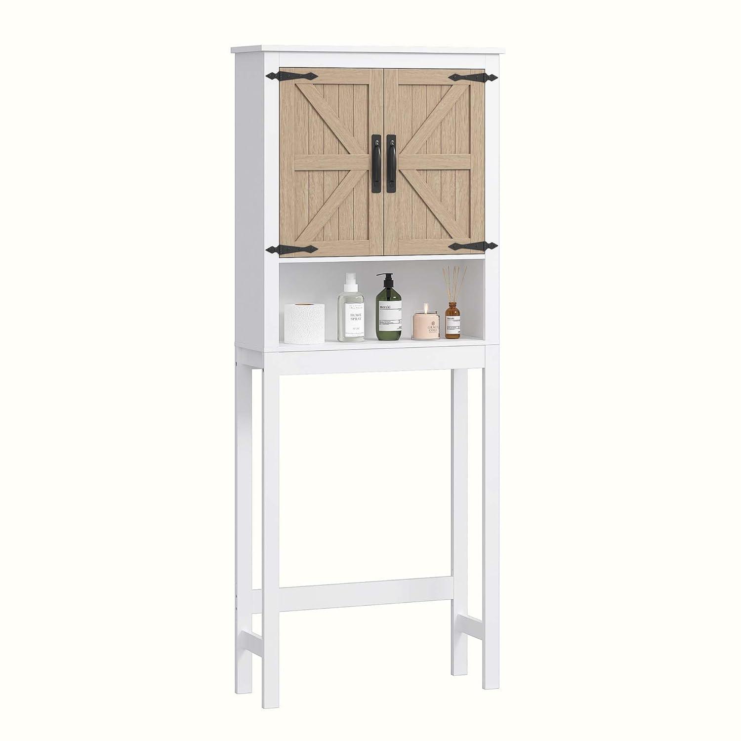 Spirich Home Bathroom Shelf Over The Toilet, Bathroom Cabinet Organizer Over Toilet, Space Saver Cabinet Storage (White)