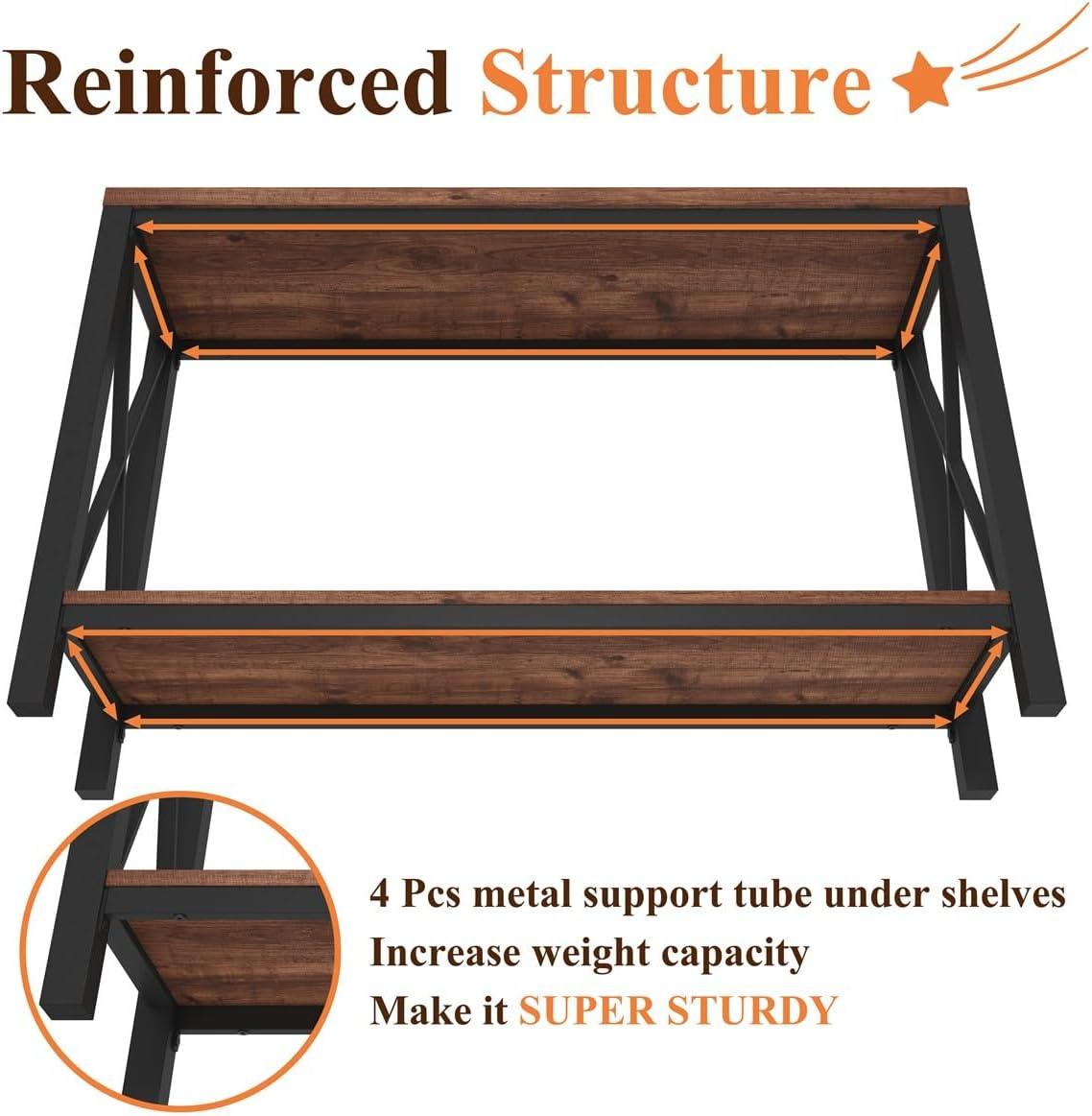 Rustic Oak 47" Industrial Metal and Wood Console Table with Storage