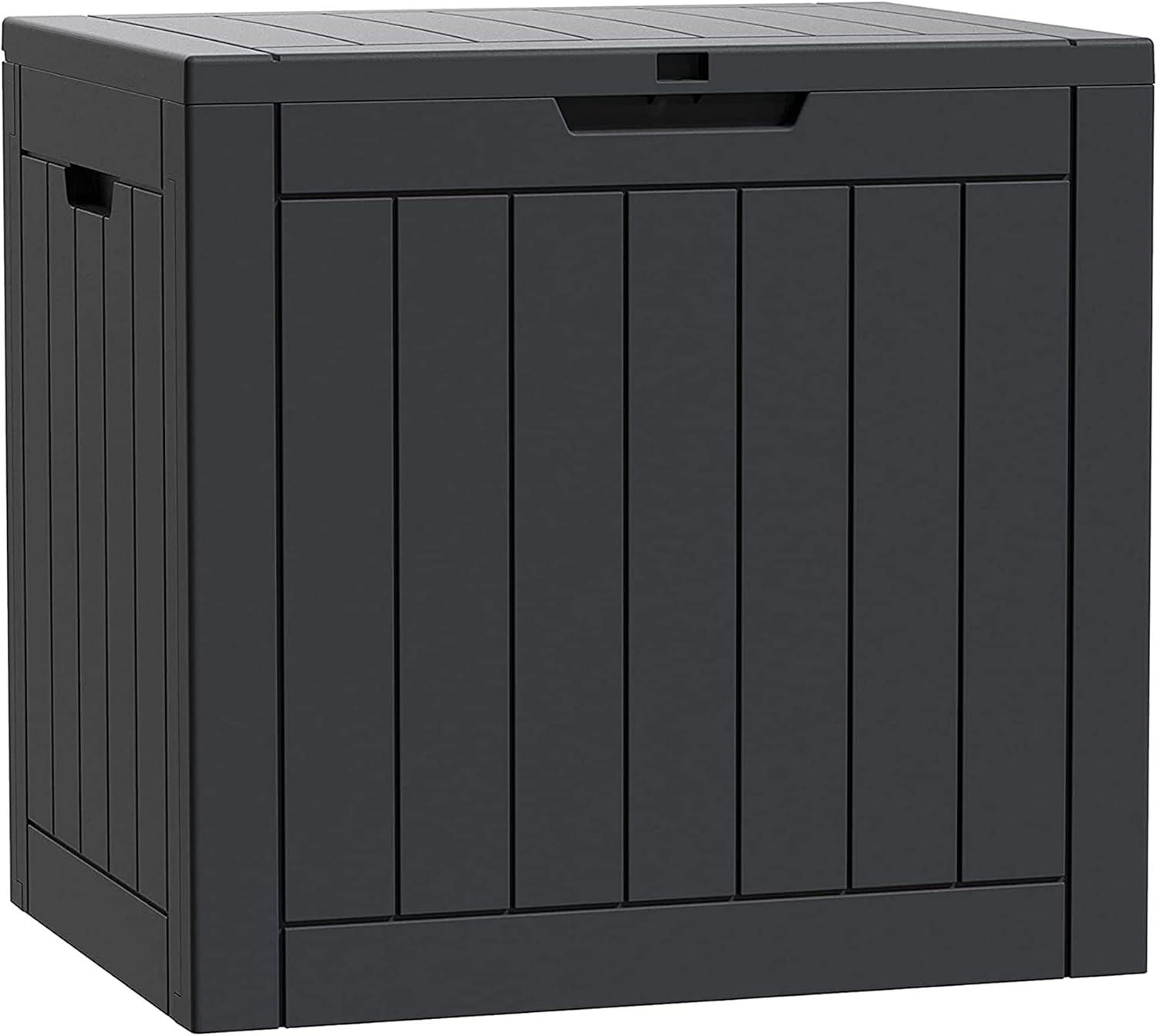 Black 30 Gallon Lockable Plastic Deck Storage Box