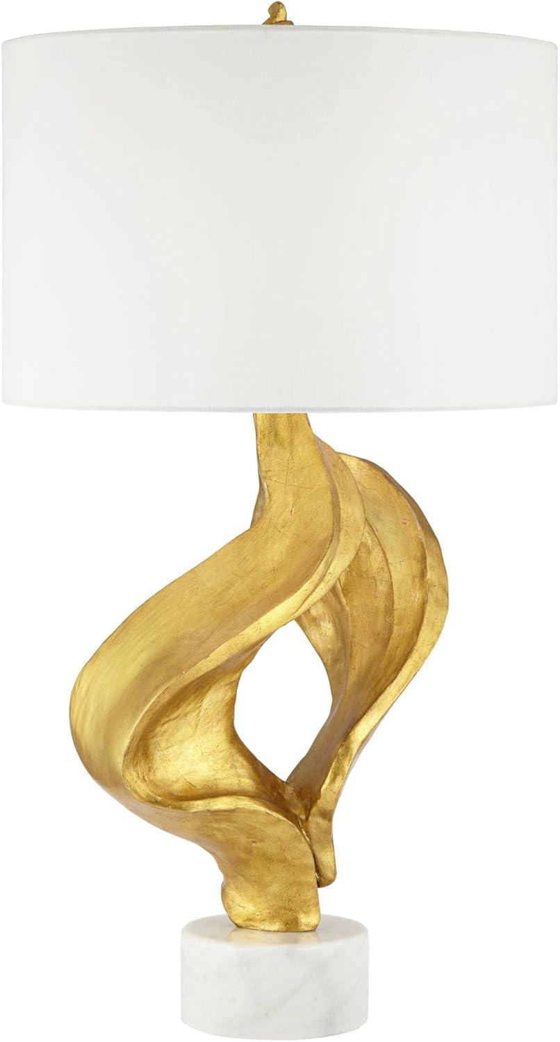 Possini Euro Design Hera Modern Vintage Glam Table Lamp 31" Tall Sculptural Rose Gold White Shade Bedroom Living Room Bedside Nightstand Office Kids