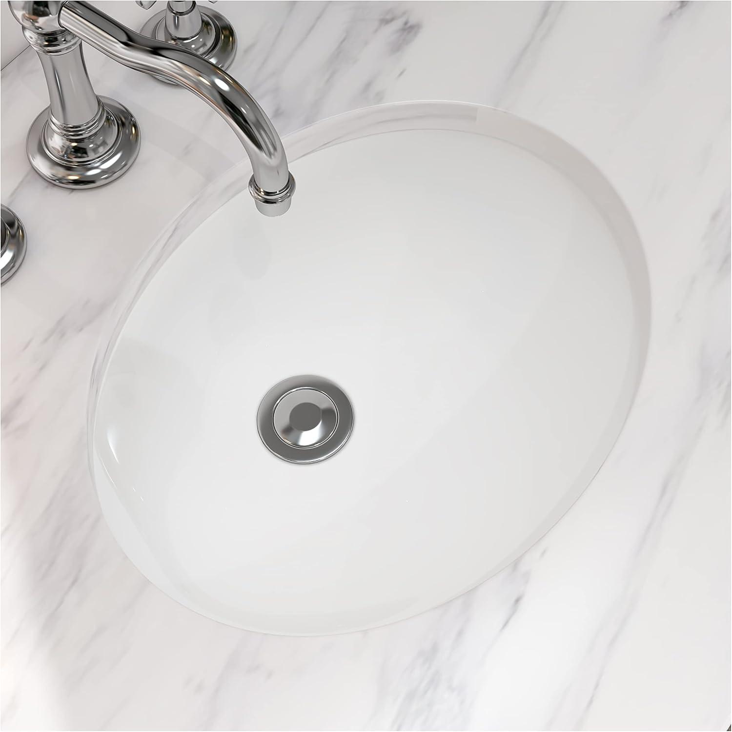 MEJE 14.2'' White Ceramic Oval Bathroom Sink with Overflow