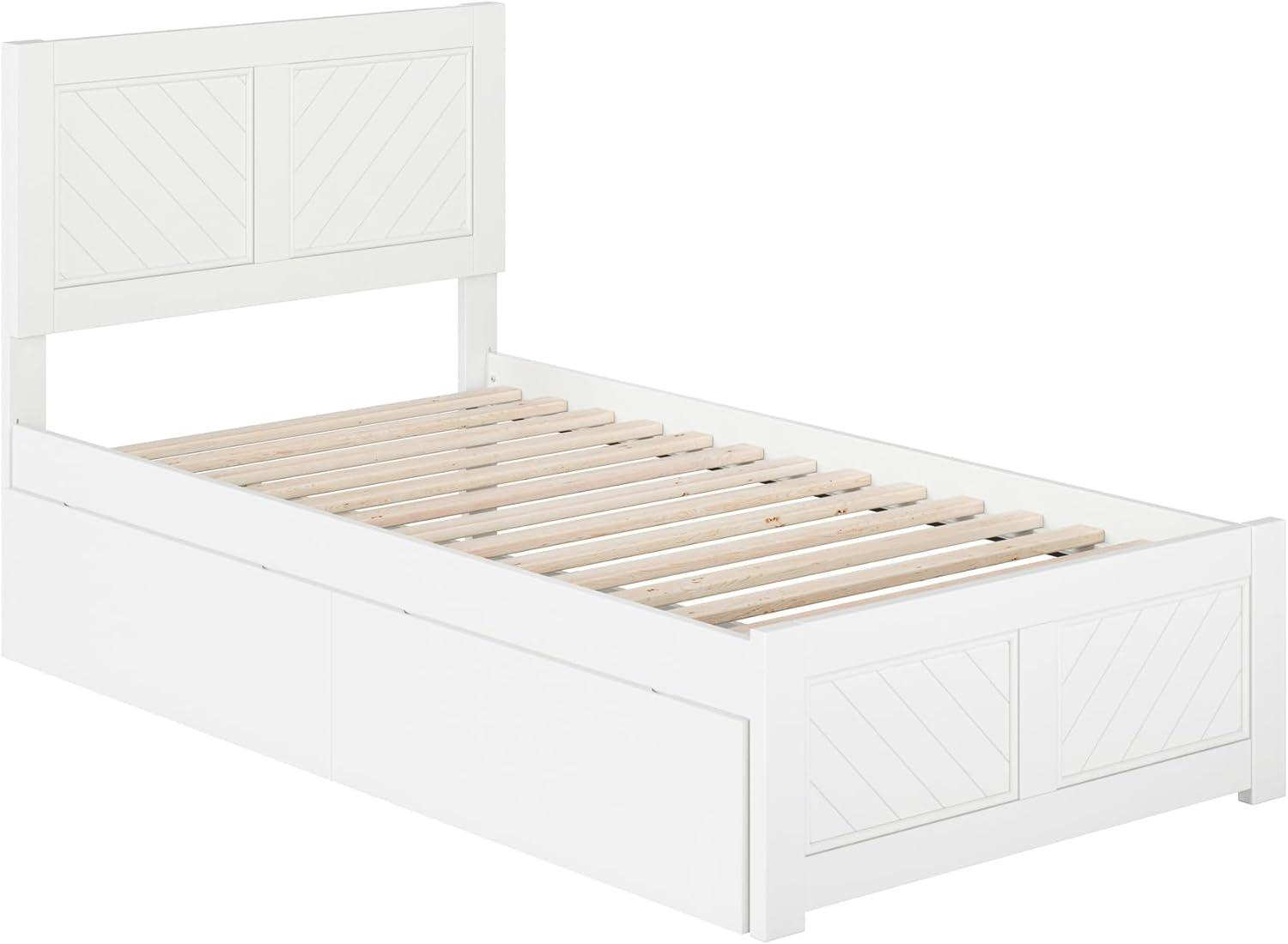 AFI Canyon White Solid Wood Platform Bed with Matching Footboard & Storage Drawers, King