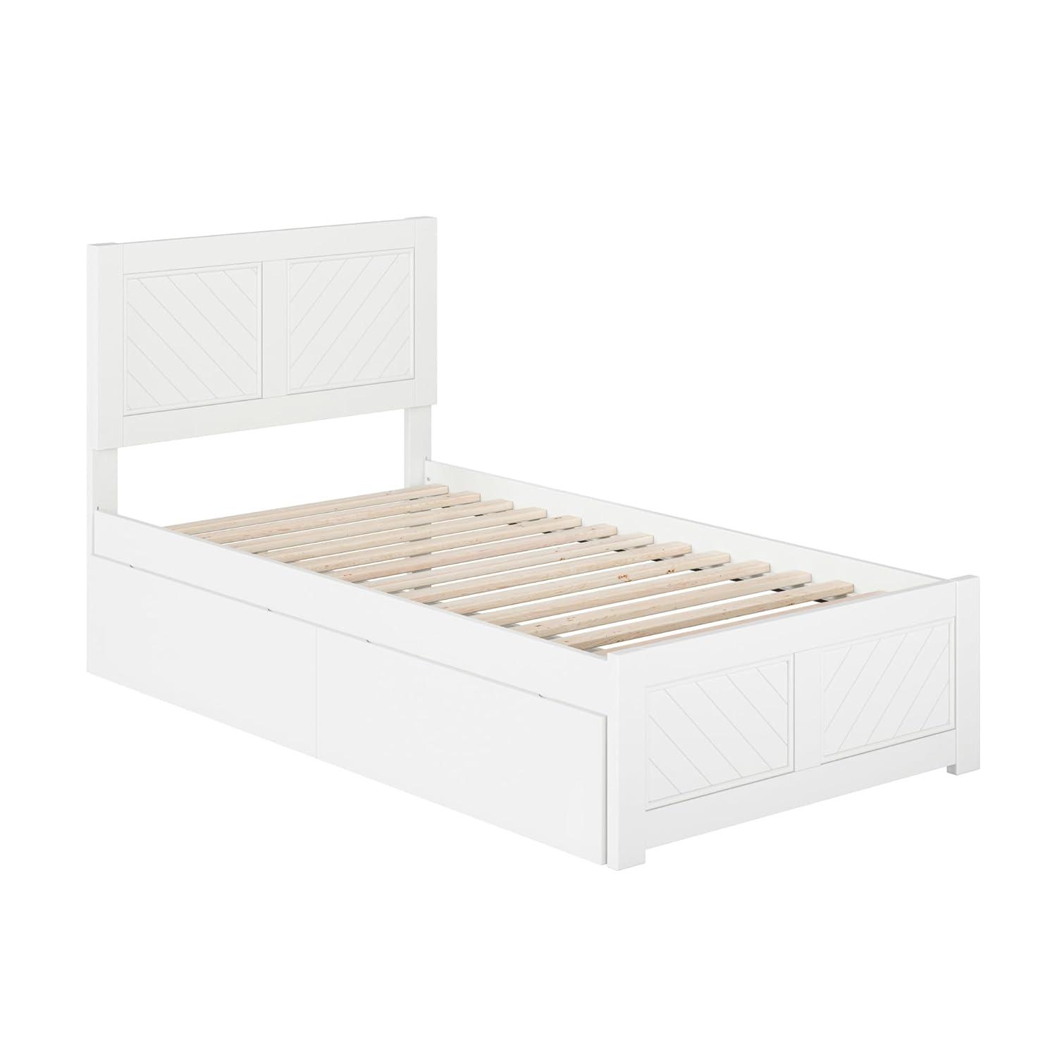 AFI Canyon White Solid Wood Platform Bed with Matching Footboard & Storage Drawers, King