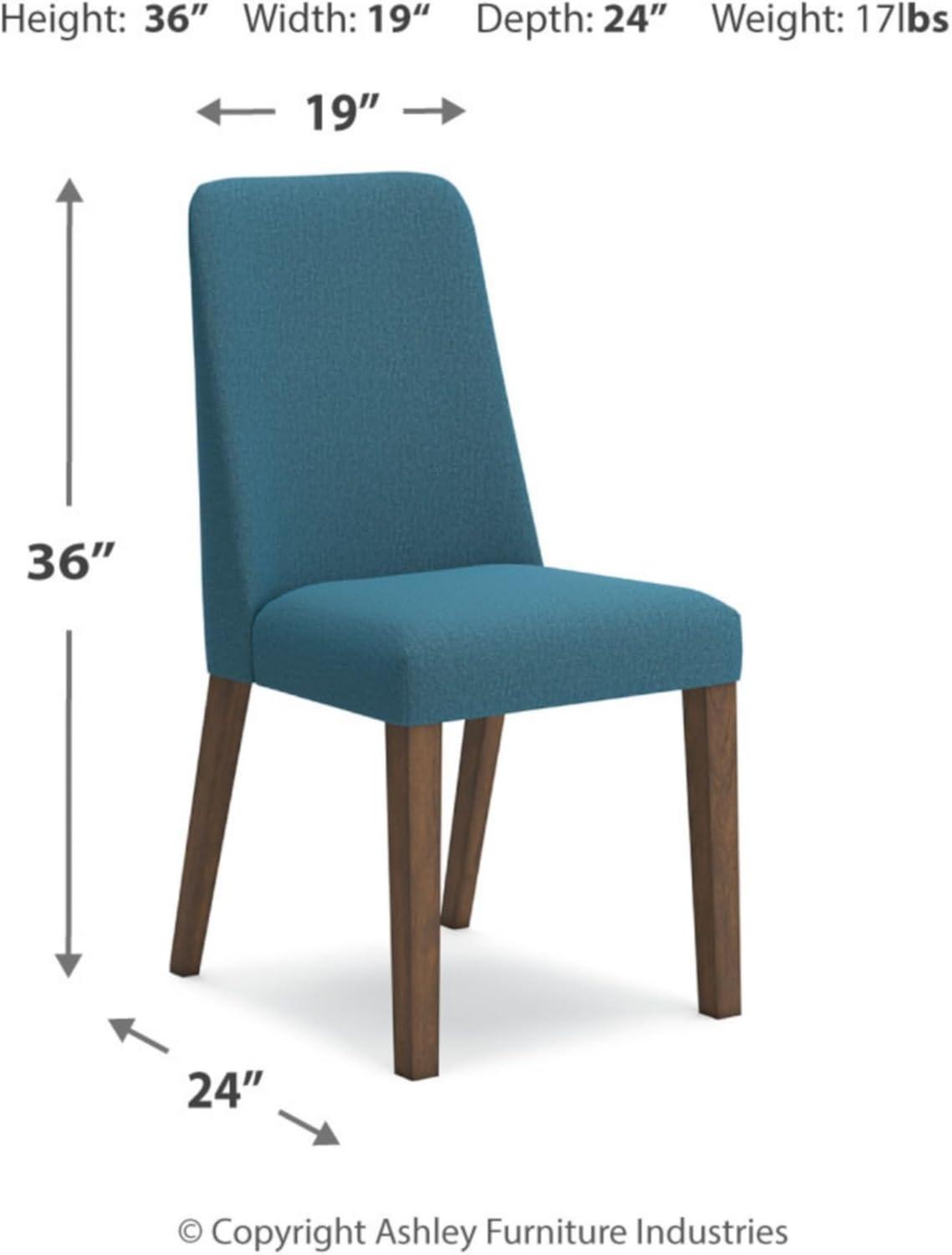 Blue Upholstered Wood Side Chair with Brown Frame