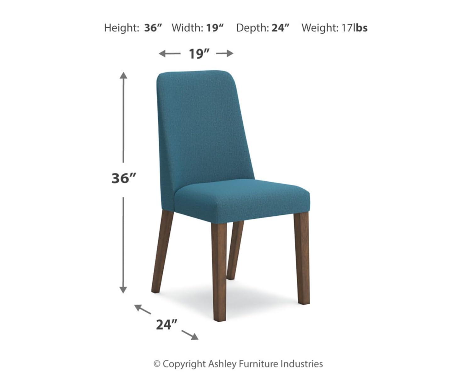 Blue Upholstered Wood Side Chair with Brown Frame