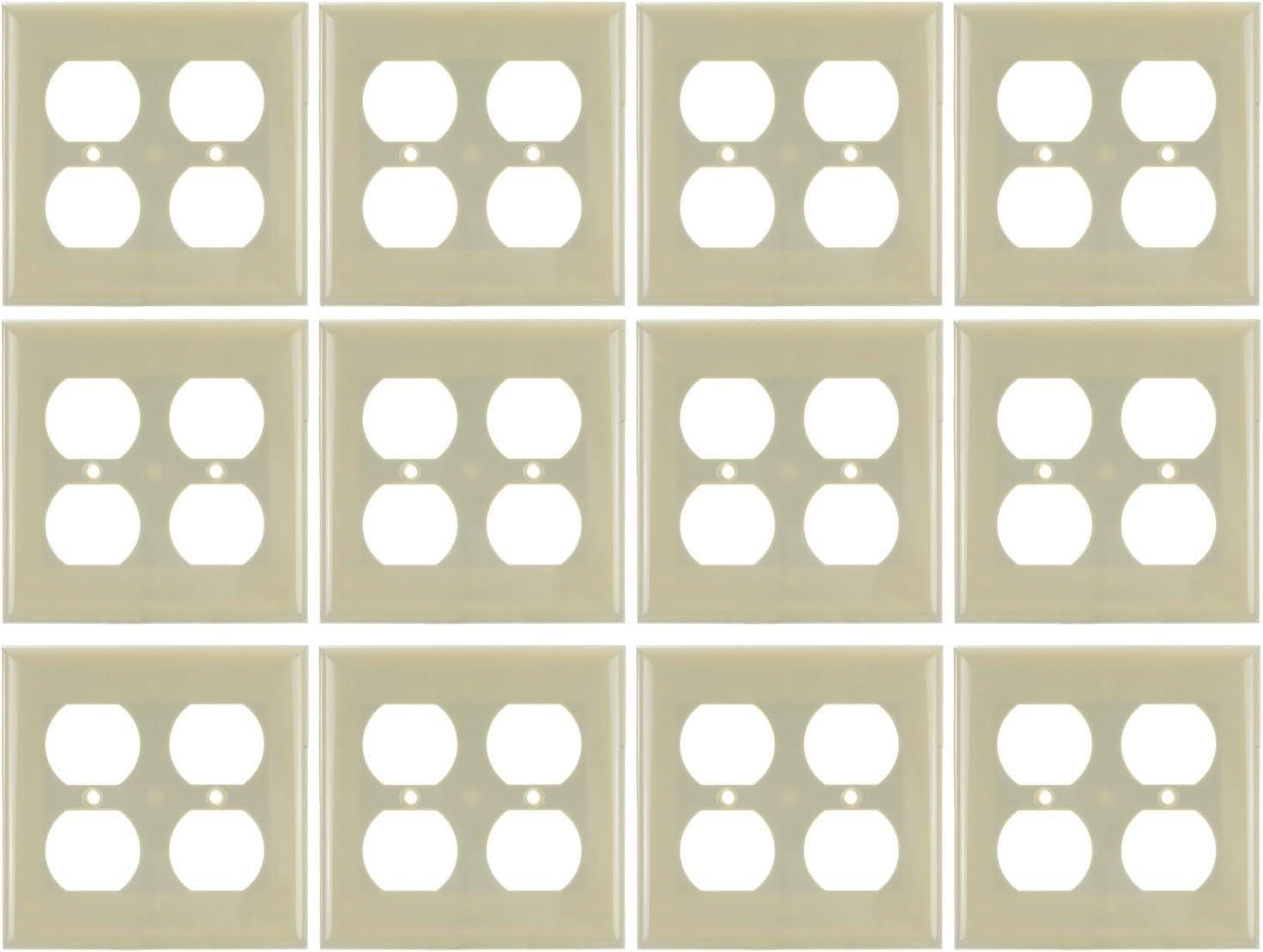 Ivory 2-Gang Plastic Duplex Outlet Wall Plate Covers