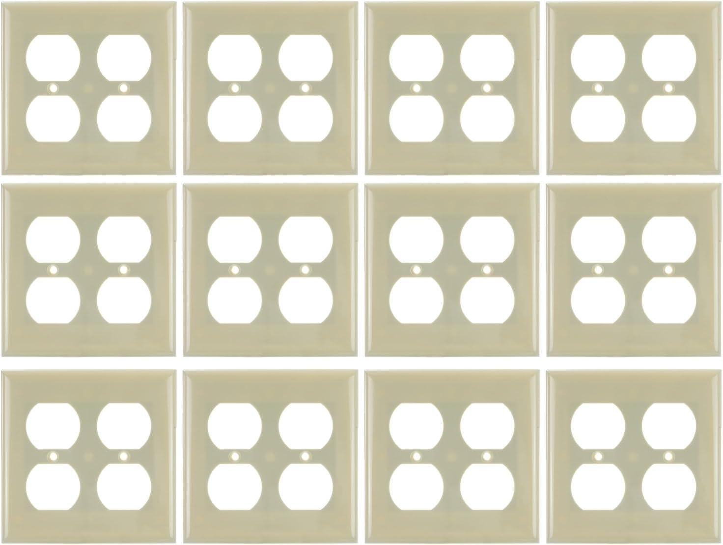 Ivory 2-Gang Plastic Duplex Outlet Wall Plate Covers
