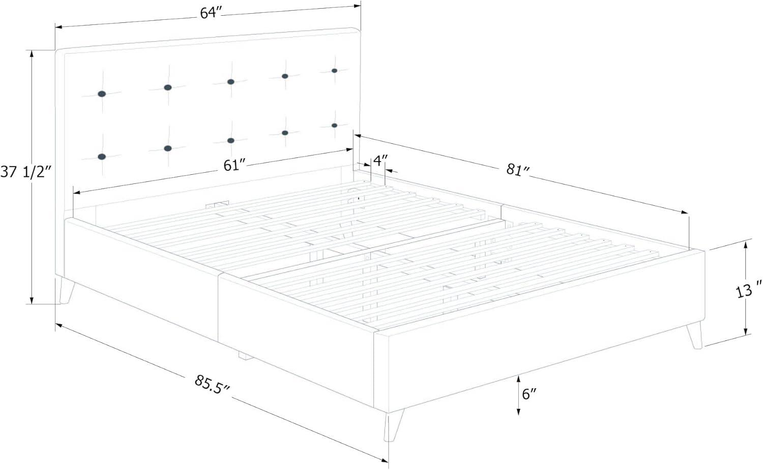 Queen Sazena Upholstered Complete Bed Charcoal Gray - South Shore