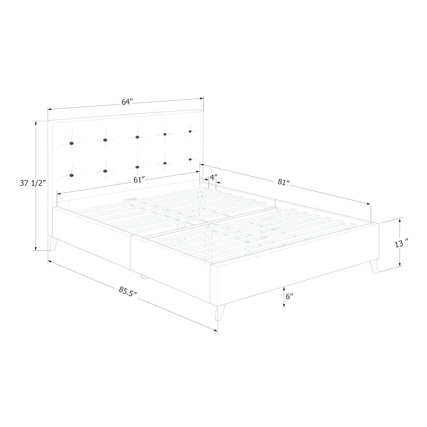 Queen Sazena Upholstered Complete Bed Charcoal Gray - South Shore