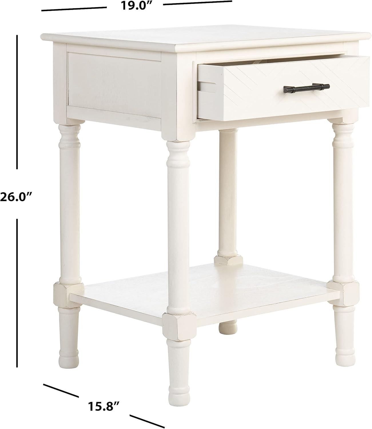 SAFAVIEH Peyton French White Rectangle Wood Storage End Table (19 in. W x 15.8 in. D x 26 in. H)