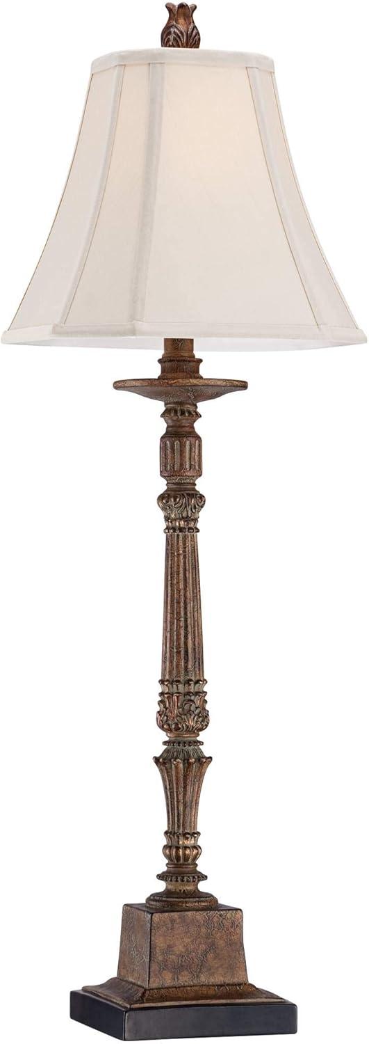 Regency Hill Thornewood 35 1/2" Tall Large Traditional End Table Lamp Brown Single Beige Shade Console Living Room Bedroom Bedside Nightstand House