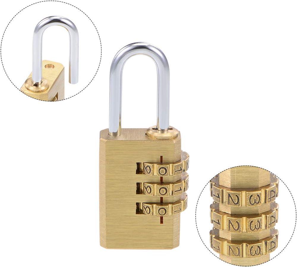 uxcell 3 Digit Combination Padlock Brass Locks 3mm Shackle Diameter for Gym Locker Fence Suitcase Travel Outdoor