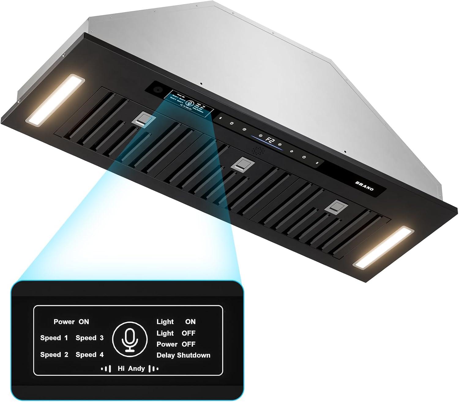 36 In. 900 Cfm Insert Range Hood In Black Stainless Steel With Dishwasher Filter