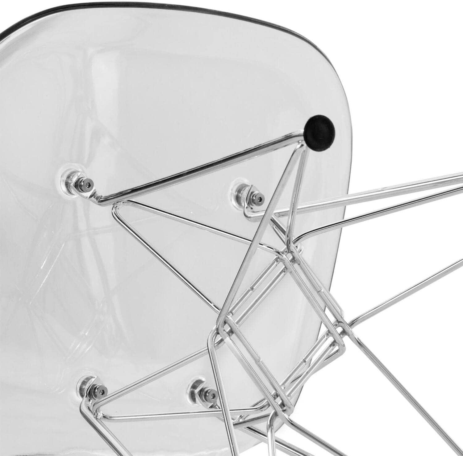 LeisureMod Cresco Modern Acrylic Dining Chairs (Set of 2) – Eiffel Chrome Base, Stylish Accent Chairs for Contemporary Dining Rooms & Kitchen Tables