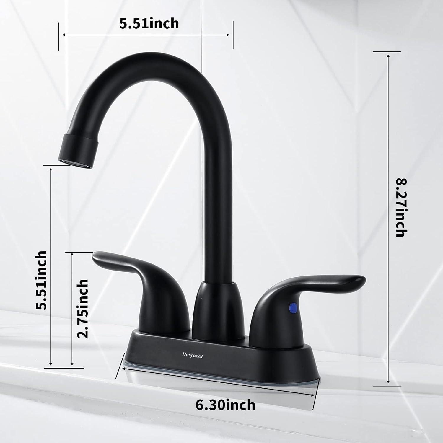 Matte Black Stainless Steel Mid Arc Bathroom Faucet with Lever Handle