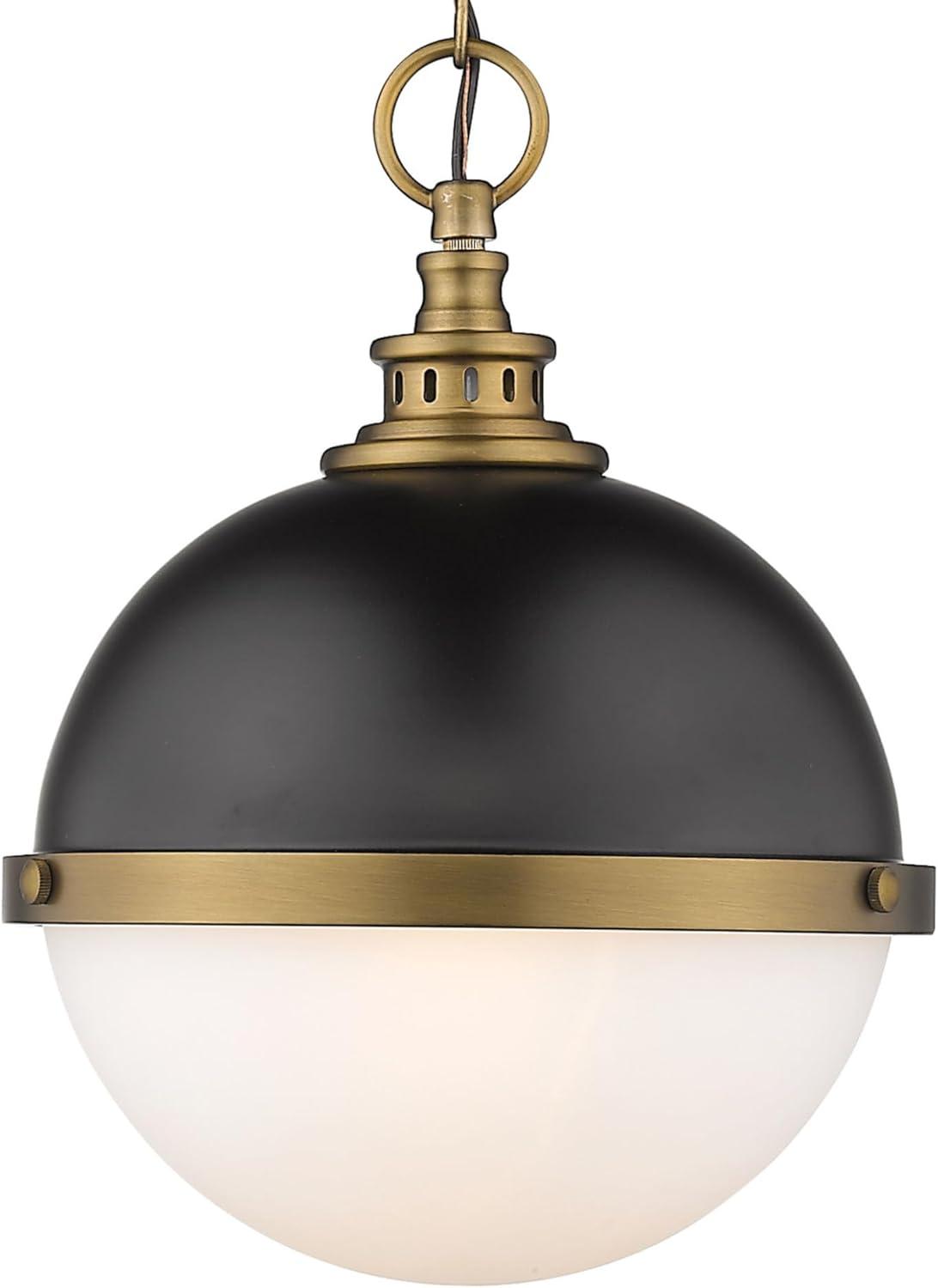 Peyton Industrial Globe Pendant in Matte Black and Factory Bronze