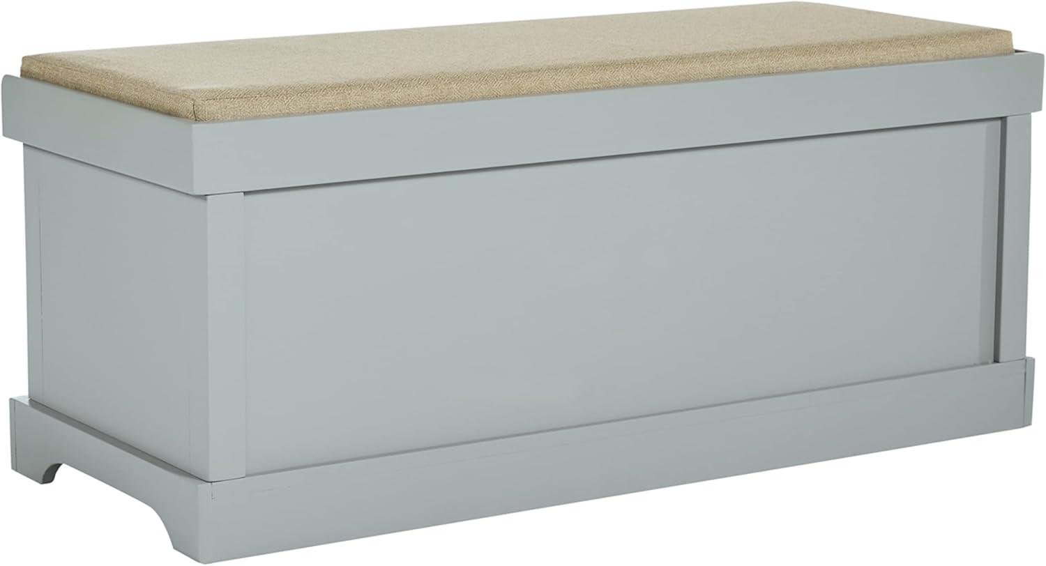 Beige and Gray Transitional Storage Bench with Wicker Baskets