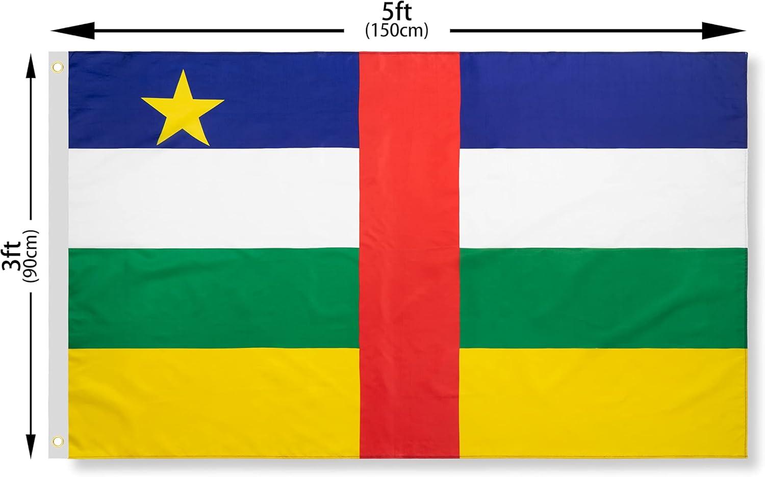 Anley Fly Breeze 3x5 Feet Central African Republic Flag - Central African Flags Polyester with Brass Grommets