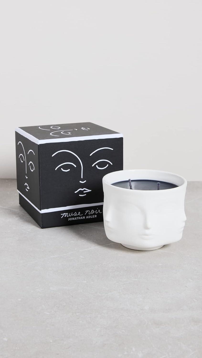 Black Soy Scented Candle in White Porcelain Pot