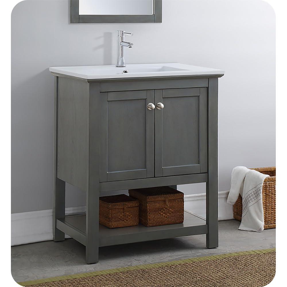 Manchester 30" Freestanding Single Sink Bathroom Vanity with Integrated Sink (Faucet Not Included)